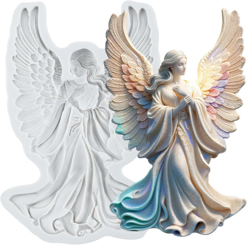 TAOXIBEI Angel Goddess Silicone Molds Angel Polymer Clay Mold for DIY Crafts Epoxy Resin Casting Air Dry Polymer Clay Plaster Jewelry Making - Image 1